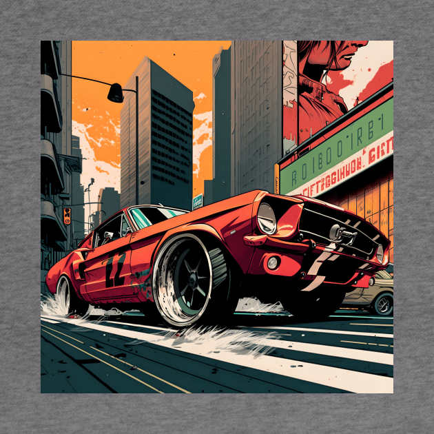 Comic Classic Mustang Drift Print by SynchroDesign